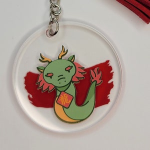 Dragon Chinese Zodiac Keychain with Red Tassel