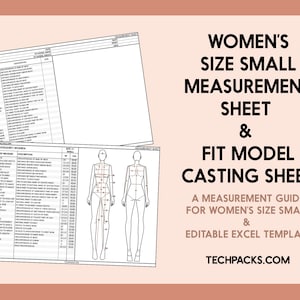 Apparel Measurement Sheet for Women • Size Small  + Fit Model Casting Sheet