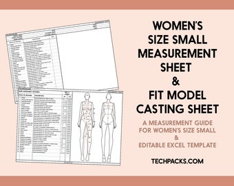 Apparel Measurement Sheet for Women • Size Small  + Fit Model Casting Sheet