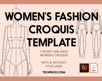 Women's Fashion Figure Croquis Editable Template • With & Without Style Lines