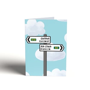 CARTÃO PERSONALIZADO - Cartão Roadsign | Cartões irlandeses, cartão de aniversário personalizado, cartão de viagem, cartão Roadtrip, Dublin a Galway, condados irlandeses, cartões engraçados
