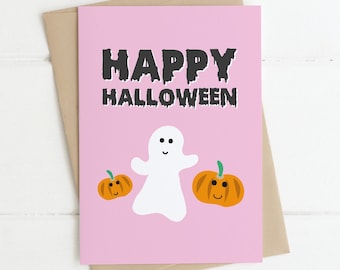 Söt spökpumpa Happy Halloween-kort