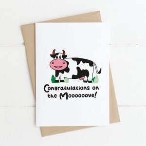 Parabéns pelo Moooove! - Cartões irlandeses, mudança de casa, boa sorte, novo emprego, cartão de tchau, sinto muito por ver você partir, novo lar, novos começos