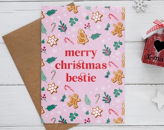 CHRISTMAS CARD | merry christmas bestie | Irish Cards, Funny Christmas Card, Christmas Cards for her, best friend christmas card, bestie