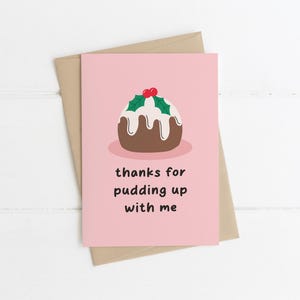MERCI PUDDING | Carte de Noël amusante, cadeaux irlandais, cartes pour lui, carte de Noël calembour, joyeux Noël, cartes de Noël mari femme, mignon