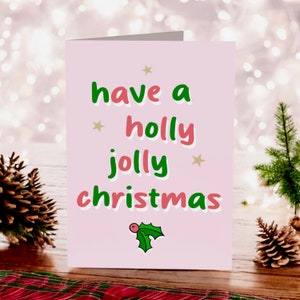 CARTOLINA DI NATALE / Trascorri un allegro Natale - Biglietti di Natale irlandesi, biglietti di Natale divertenti, biglietti di Natale carini, biglietti di agrifoglio, bolle, Natale