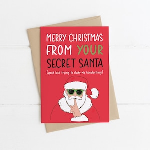PAPAI NOEL SECRETO | Cartão de Natal - Cartões de Natal Irlandeses, Cartão de Natal Engraçado, Cartão de Amigo Secreto, Presente Kris Kindle, Presentes de Natal Surpresa