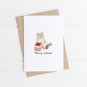 MERRY KATMAS | Weihnachtskarte - Irische Weihnachtskarten, Katzendame Geschenk, Tierweihnachtskarten, glückliche Weihnachtsfreundin, verrückte Katzendamenkarte