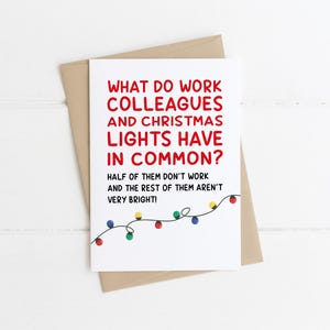 COLLÈGUES DE TRAVAIL | Carte de Noël - Carte de Noël amusante, carte de Noël de bureau, cadeaux de collègue de travail, carte de travail secrète du père Noël, carte de collègue