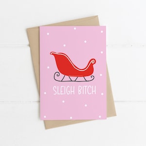 SCHLITTEN B!TCH | Weihnachtskarte - Irische Weihnachtskarten, Lustige Weihnachtskarte, Weihnachtskarten für Sie, Bestie Weihnachtskarte, Schwester Karte