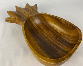 Vintage Pineapple Bowl - Monkey Pod Wood - Vintage MCM Tiki - Hawaiiaanse stijl - Gemaakt in de Filipijnen