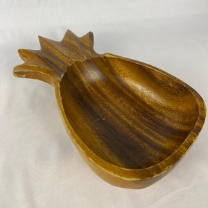 Vintage Pineapple Bowl Monkey Pod Wood Vintage MCM Tiki Hawaiian Style Made in Philippines image 1