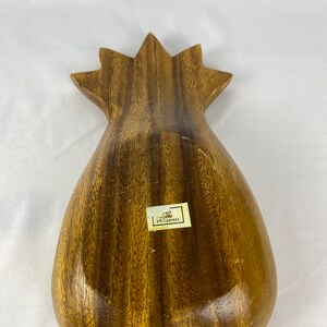 Vintage Pineapple Bowl Monkey Pod Wood Vintage MCM Tiki Hawaiian Style Made in Philippines image 2