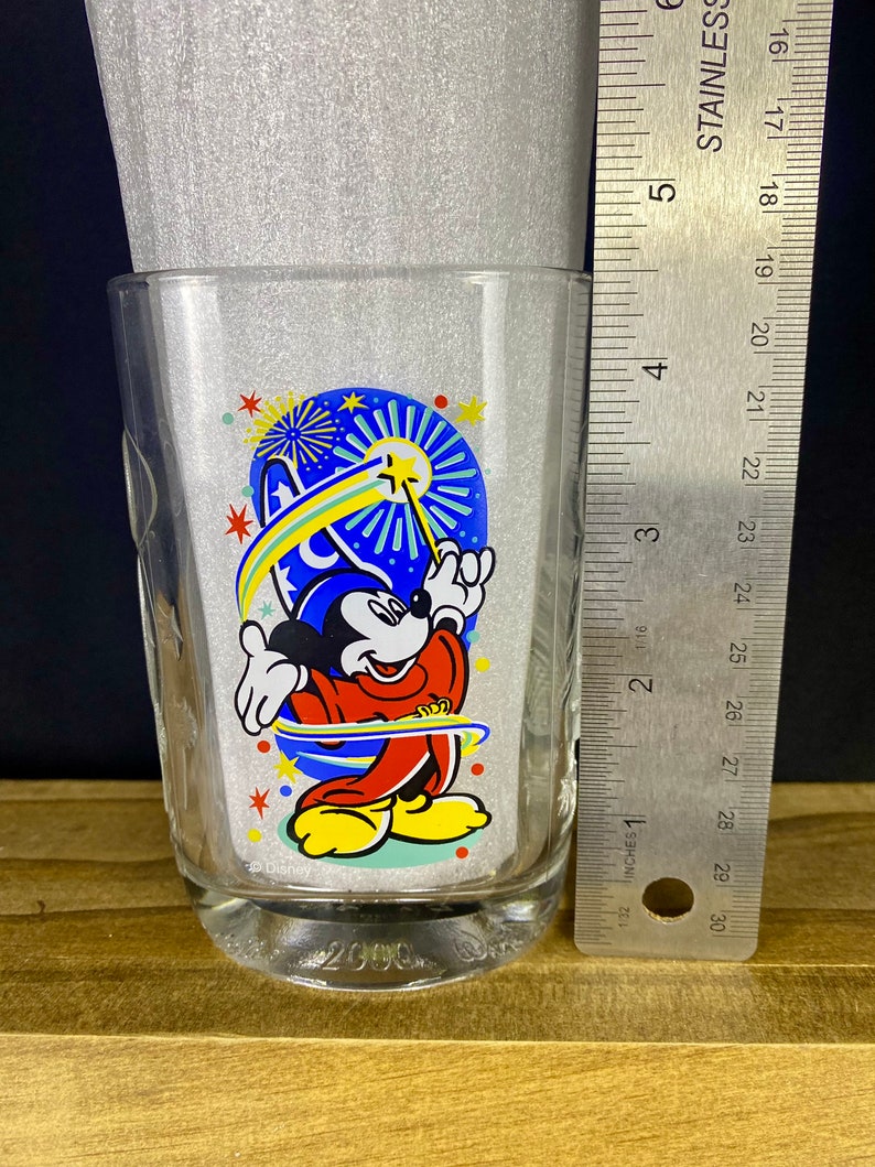 Mickey Mouse Glass Fantasia Walt Disney World McDonald's CELEBRATION-promotie Verzamelobject 2000 Als nieuwe staat afbeelding 7