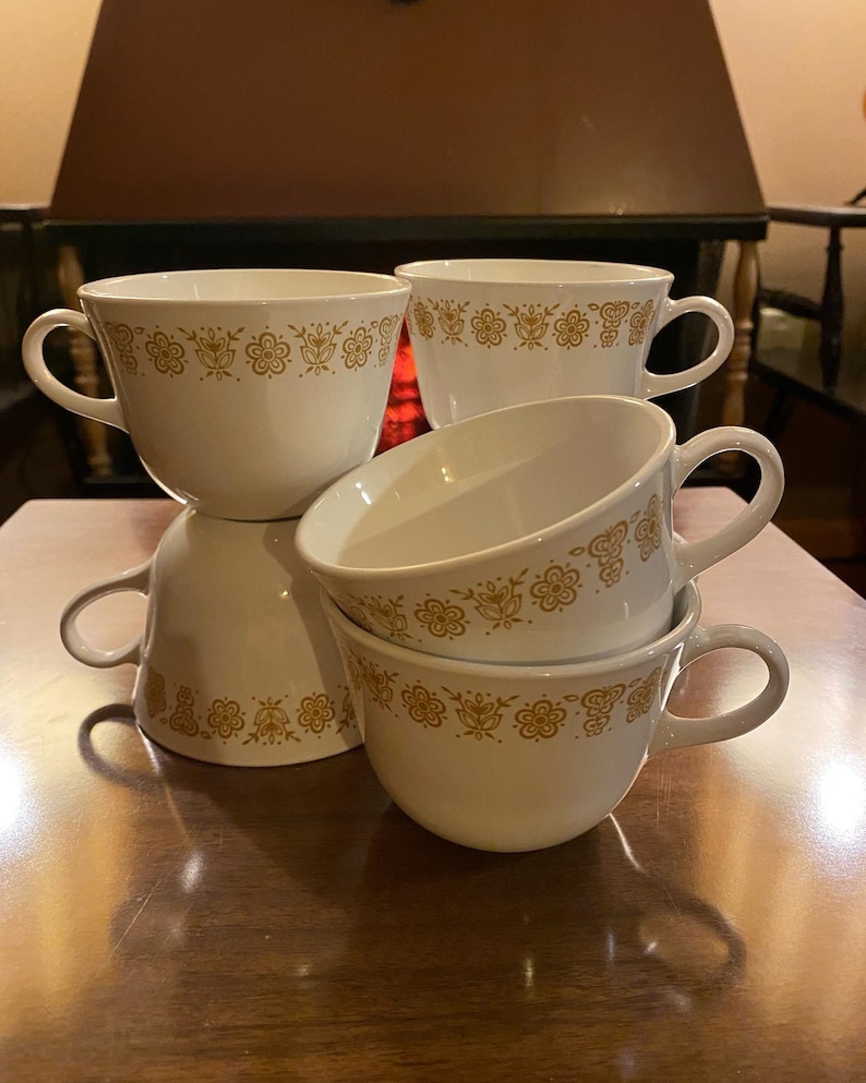 Tazas de té o café Corelle Butterfly Gold Juego de dos 2 imagen 1