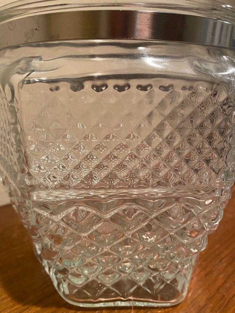 Anchor Hocking Crystal Cut Wexford Pressed Glass Ice Bucket with Silver Handle image 5