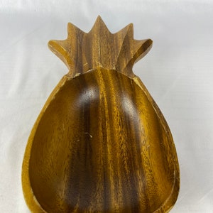 Vintage Pineapple Bowl Monkey Pod Wood Vintage MCM Tiki Hawaiian Style Made in Philippines image 3