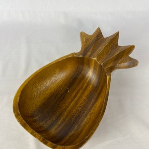 Vintage Pineapple Bowl Monkey Pod Wood Vintage MCM Tiki Hawaiian Style Made in Philippines image 4