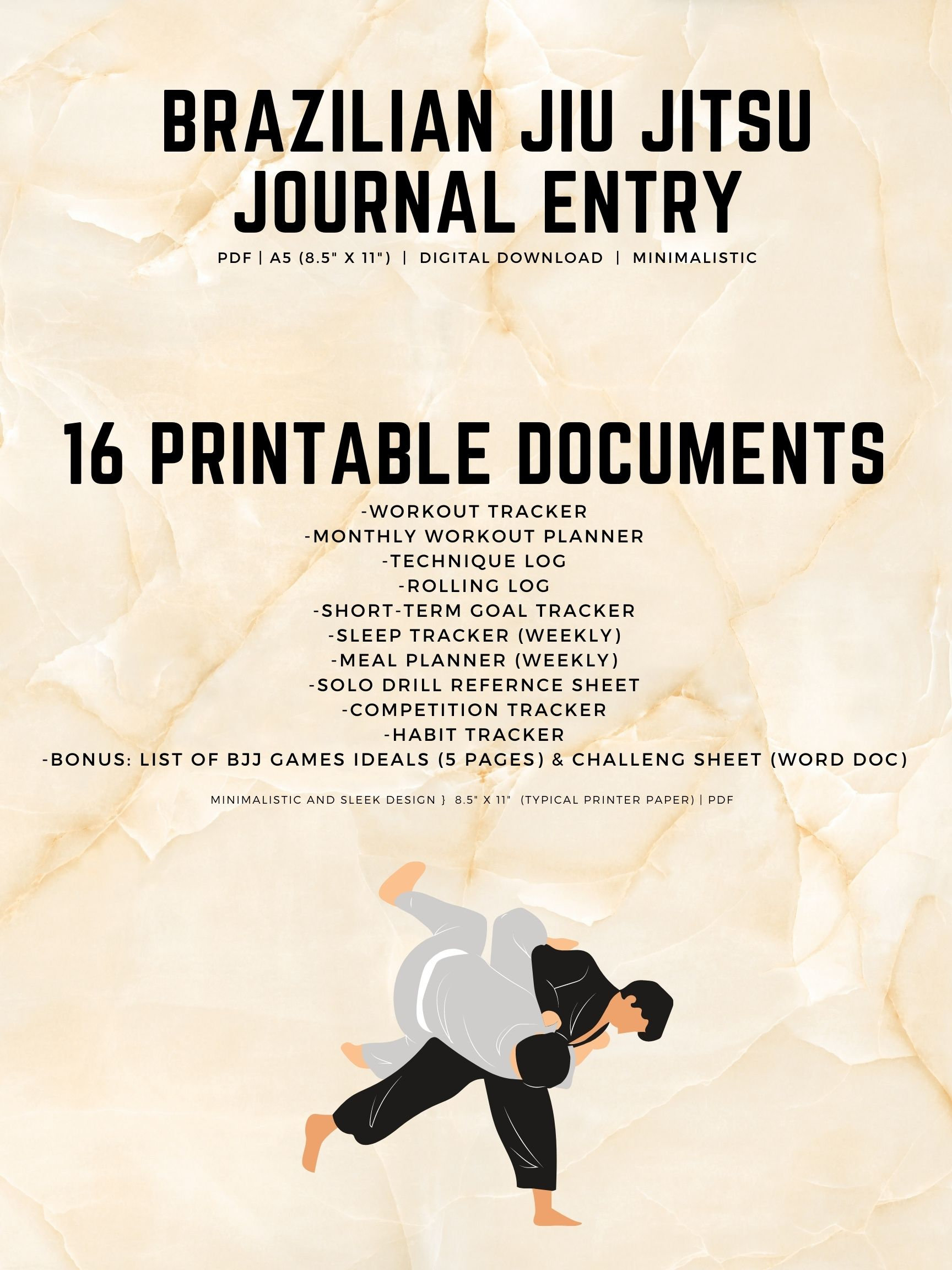 Brazilian Jiu Jitsu Training Journal Etsy