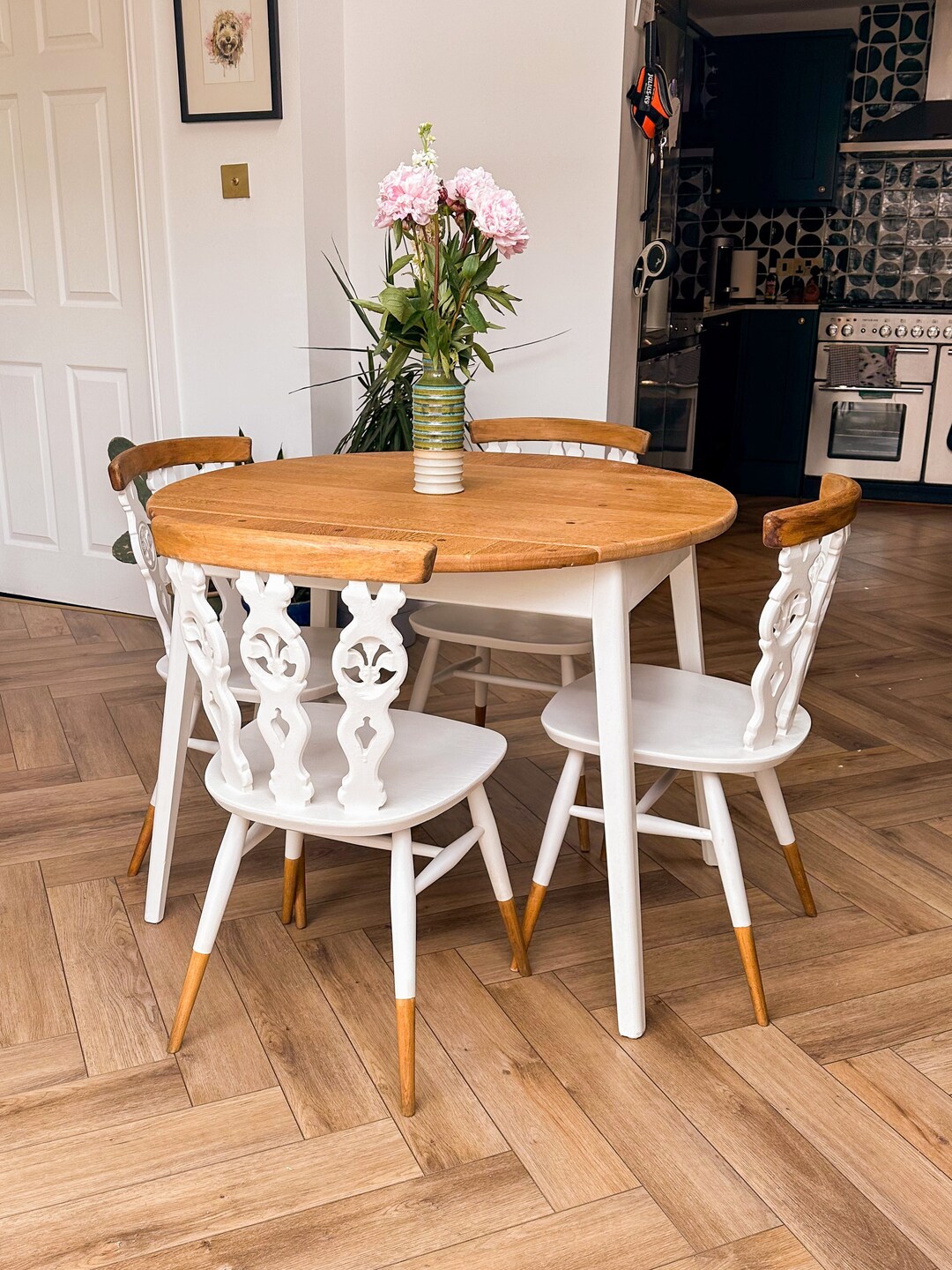 White Drop Leaf Dining Table and Chairs / Contemporary Etsy UK