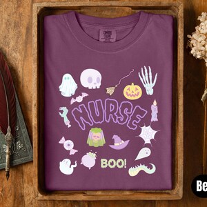 Pediatric Nurse Halloween Shirt, Nurse Shirt Halloween Fall T-Shirt for Medical Worker, Ghost Nurse Halloween Shirt, Comfort Colors Tee
