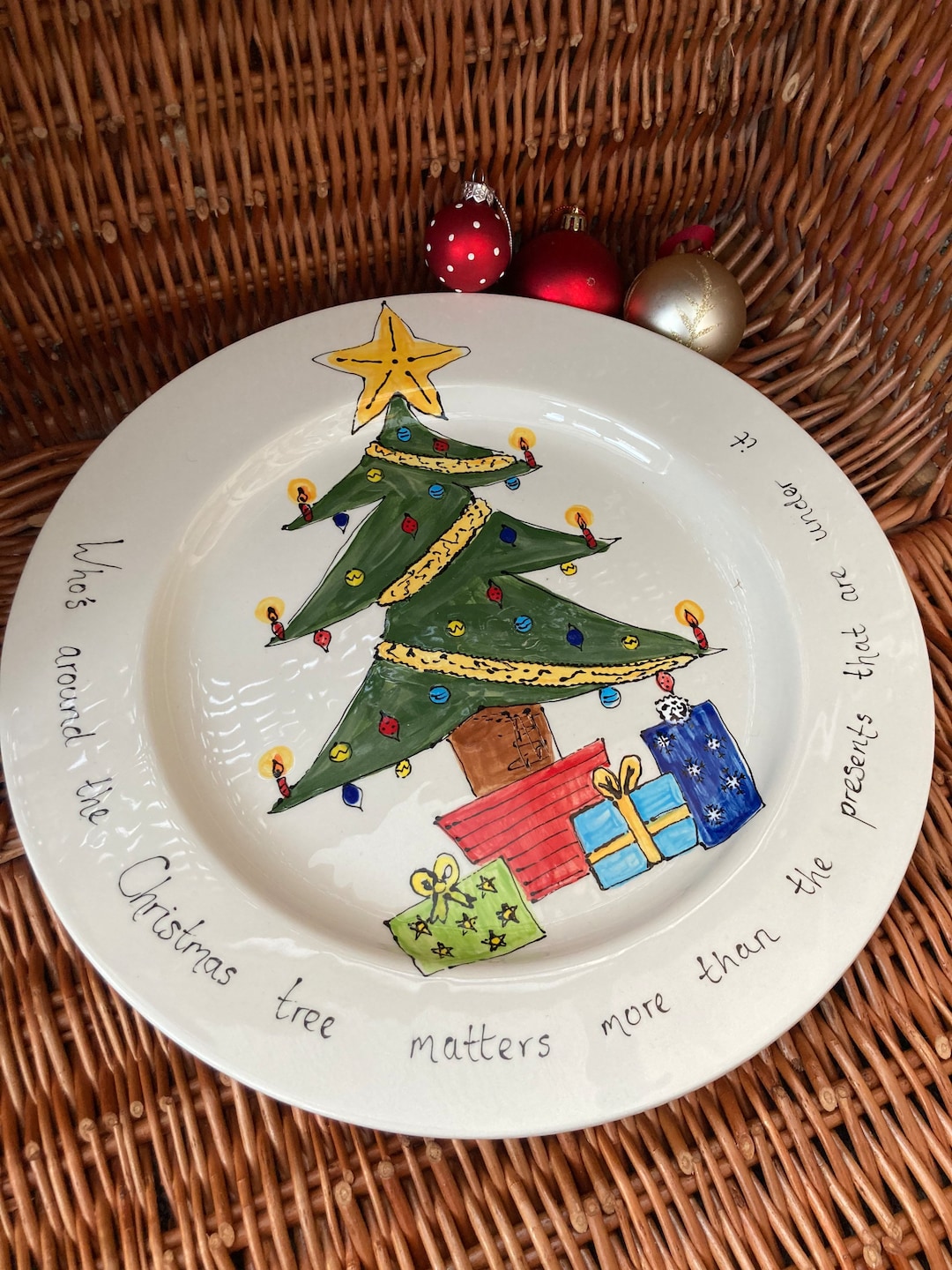 Large Christmas Tree Charger Plate Etsy