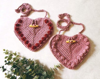 Handmade crochet bag, heart shaped purse. Valentine’s Day gift