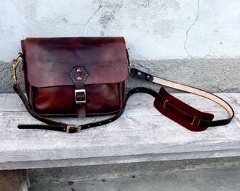 Italian leather bag, vintage style, shoulder bag, postman bag, café racer, men's bag