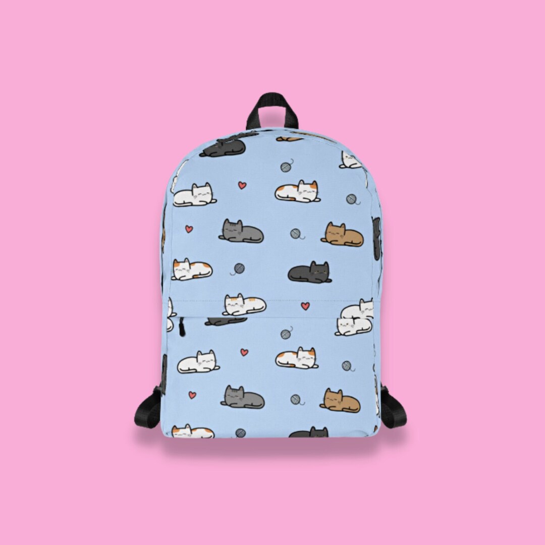 Cute Kawaii Cat Backpack Kawaii Cat Pattern Backpack Kawaii Etsy Hong