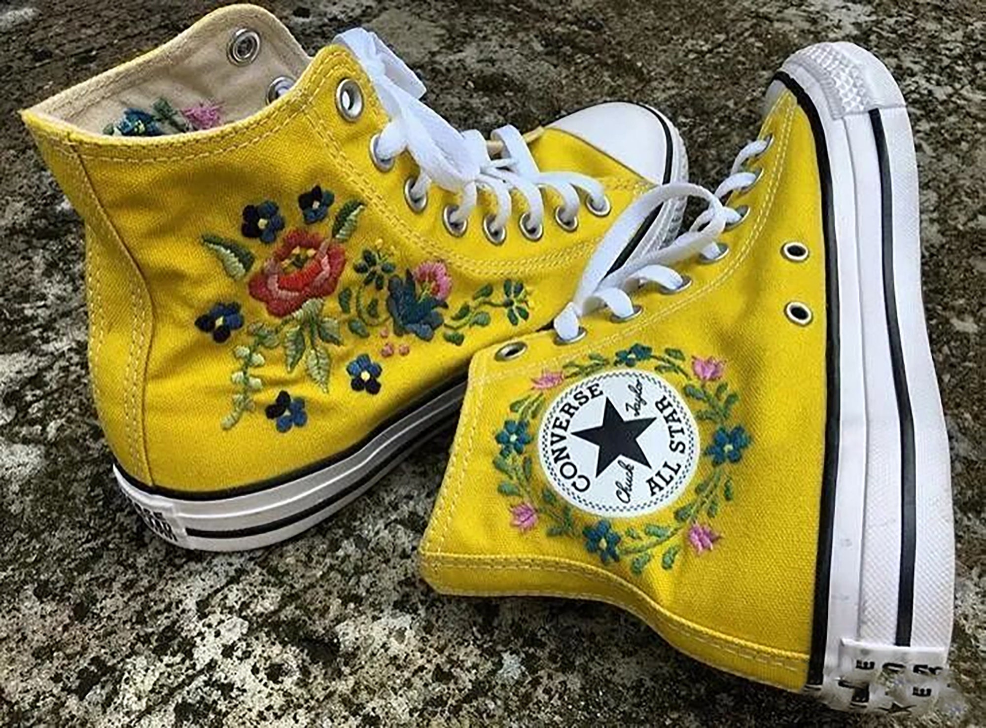 Custom Embroidery Converse Sports Shoes| Converse High Neck Floral Embroidery | Wedding Gift | Converse Chuck Taylor 1970s | Converse Custom