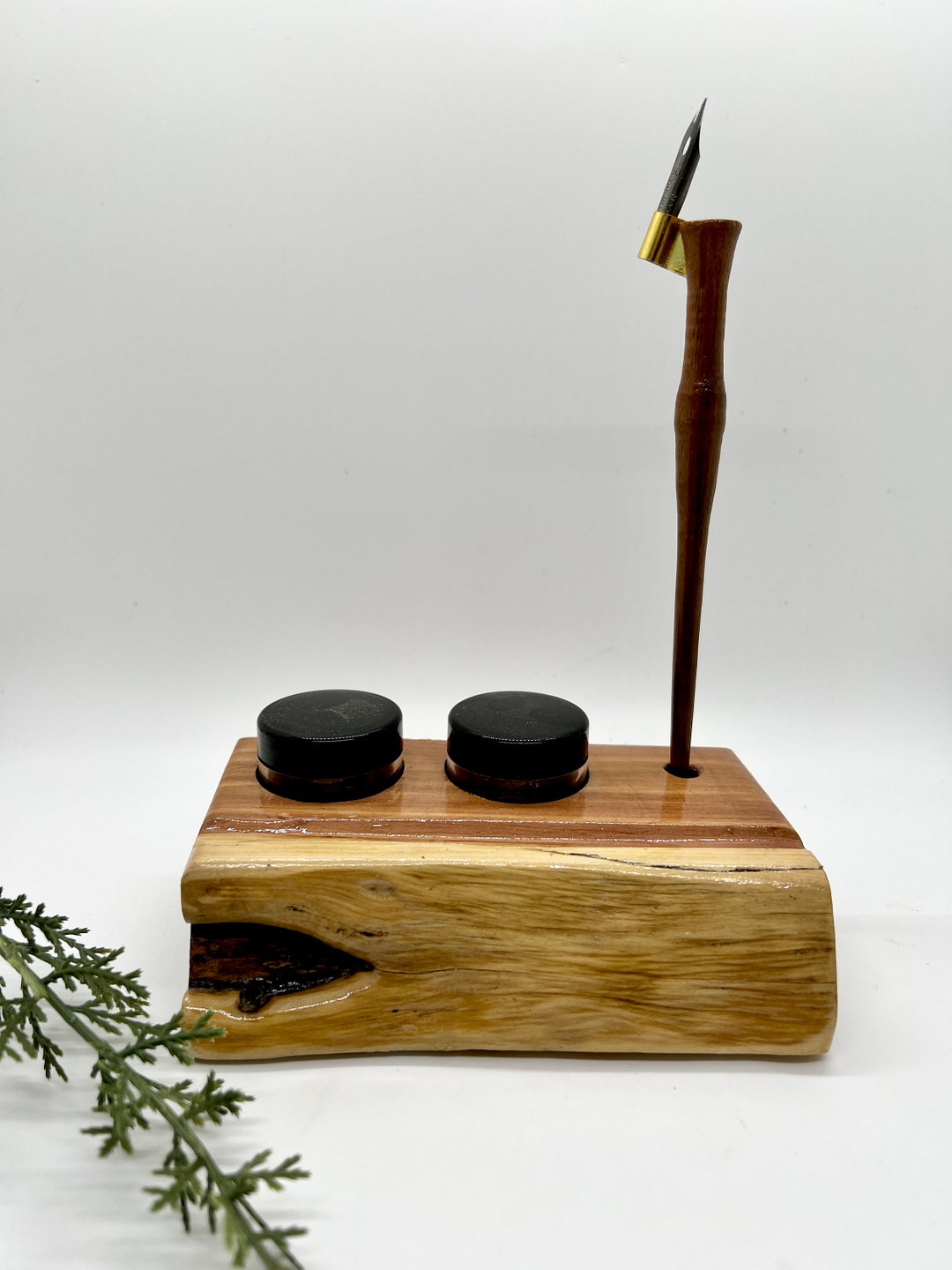 Red Cedar Pen Holder With Ink Containers - Etsy