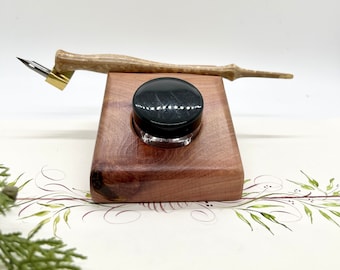 Red Cedar Ink Holder and Pen Rest