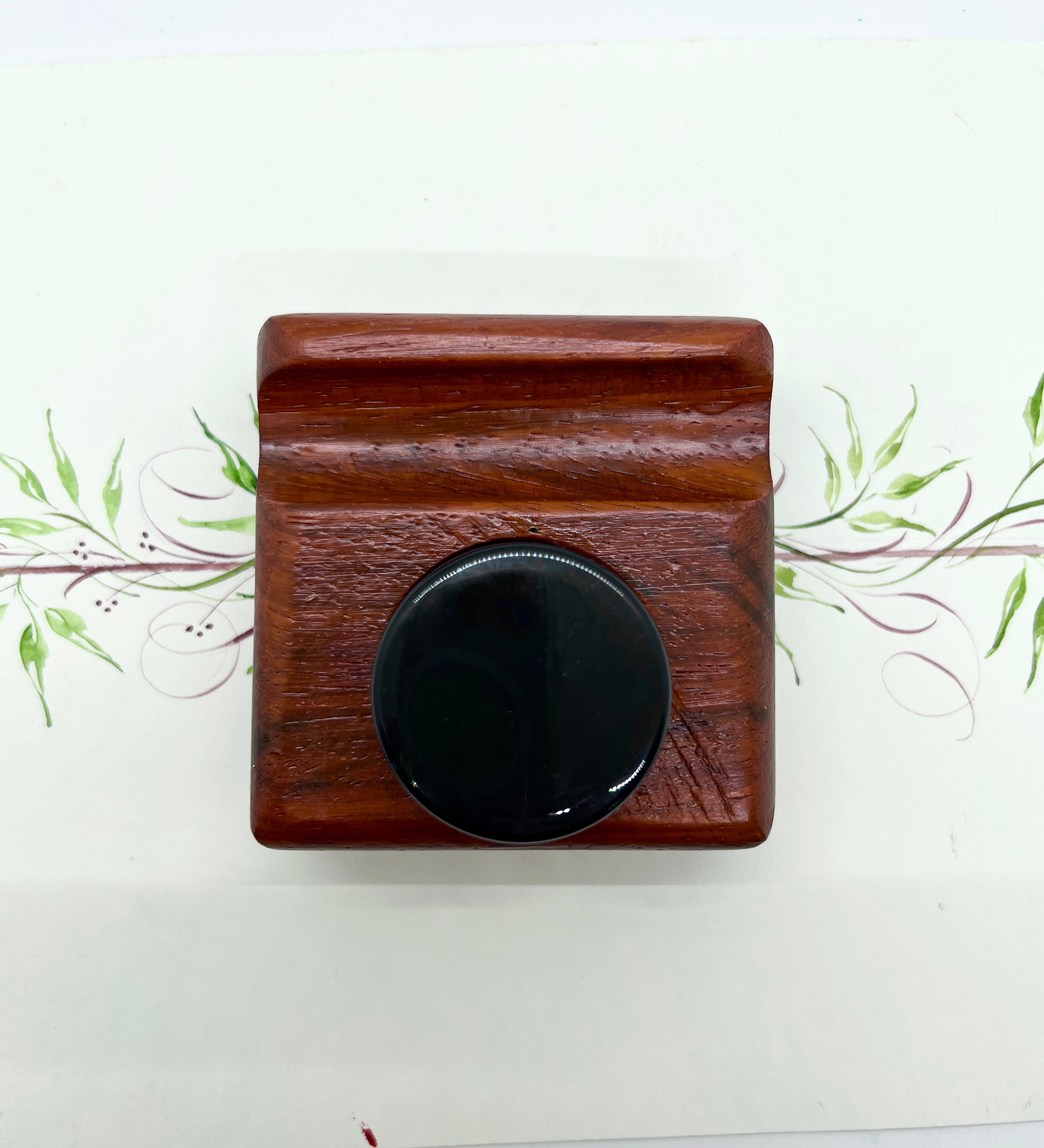 Ink Rest Padauk Wood Pen Rest With Ink/paint Holder - Etsy