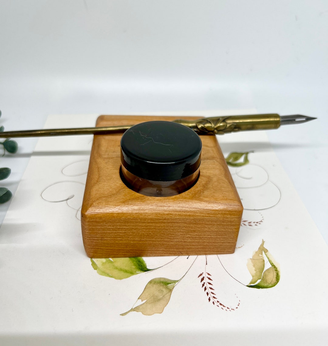 Ink Rest Black Cherry Wood Ink Holder and Pen Rest - Etsy