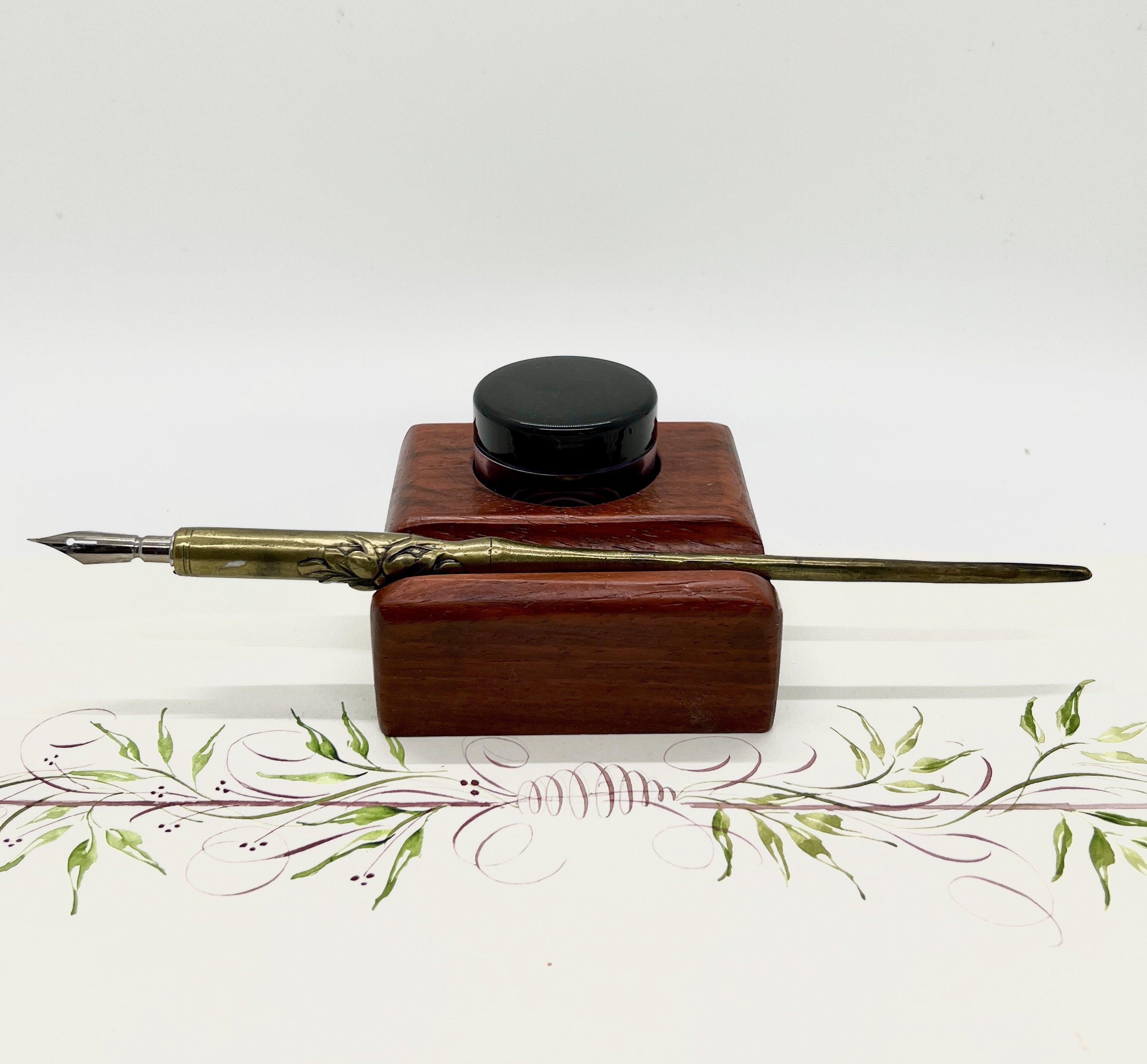 Padauk Wood Pen Rest With Ink/paint Holder - Etsy