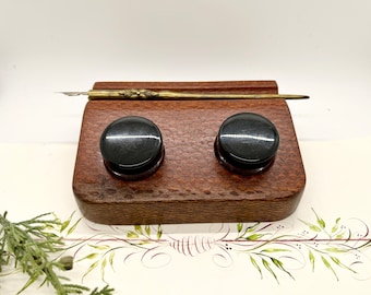 Leopardwood Ink Holder and Pen Rest