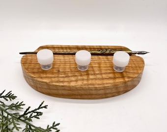 White Oak Ink Holder and Pen Rest