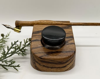 Zebrawood Ink/Paint Holder and Pen Rest
