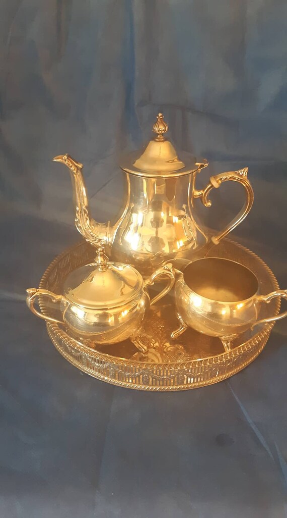 Vintage Teapot Cream Jug and Sugar Bowl on Serving Tray All Etsy