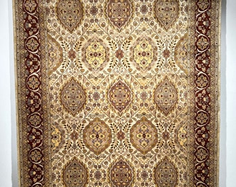 Hand Knotted Turkish Hereke Rug, Wool Silk Carpet, Home Decor