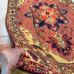 Handmade Turkish Heriz Kars Rug, Rare, High-Quality, and Elegant, Home Decor Piece, Hand knotted Pure Wool Rug, Hand knotted Kilim.