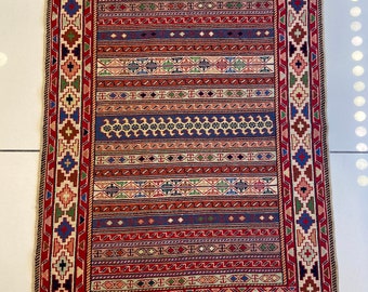 Handmade Persian Tabriz Wool Rug, Tribal Kilim, 103x147cm
