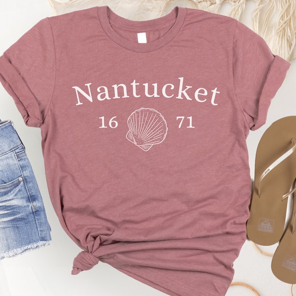 Nantucket Shirt for a Nantucket Summer Vacation to Nantucket Island Massachusetts, Preppy Beach Location Seashell T-Shirt