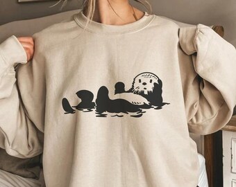 Sweat-shirt loutre, cadeau loutre pour amoureux de la nature ou cadeau ado, sweat-shirt assorti pour couples loutre, sweats à capuche meilleurs amis, cadeau de biologiste marin
