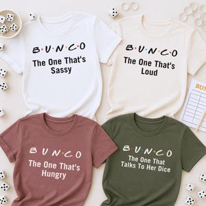 Chemises Bunco personnalisées • T-shirt de jeu de dés assorti pour une soirée Bunco • Chemise drôle de groupe de nuit Bunco • Cadeau pour femme