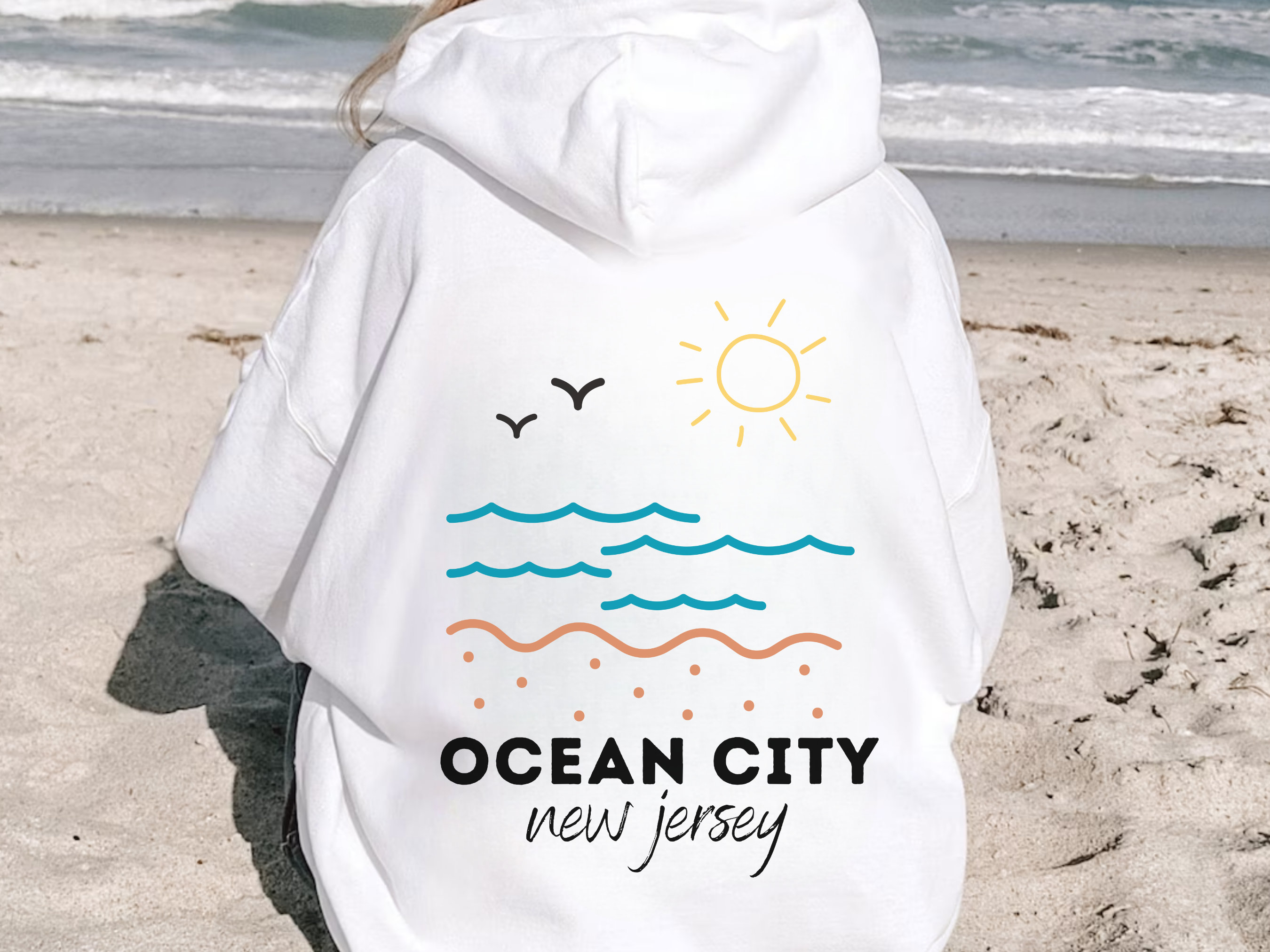 Ocean City NJ Custom Beach Hoodie New Jersey Sweatshirt 