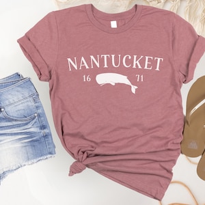 Nantucket Shirt for a Nantucket Summer Vacation to Nantucket Island Massachusetts, Preppy Beach Location Sperm Whale T-Shirt