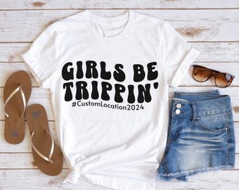 Camiseta de viaje para madre e hija "We Be Trippin", camiseta personalizada "We Be Trippin", camiseta de viaje de fin de semana para chicas, camiseta de vacaciones 2024 para hermanas y mejores amigas