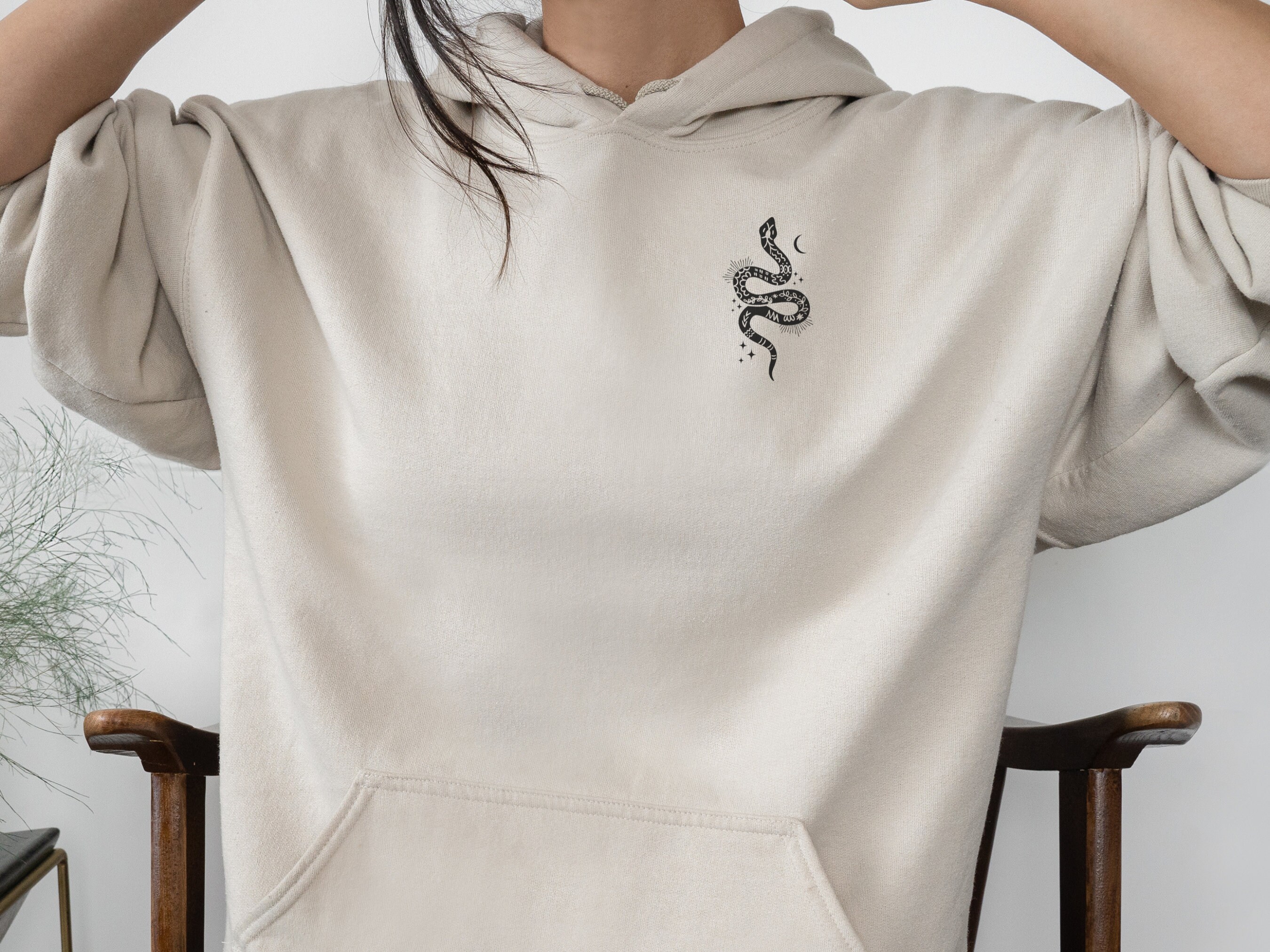 【GRAVER】23FW★ GOOD SNAKE Sweatshirt Cute Celestial Snake Hoodie Sweatshirt for Reptile Lovers