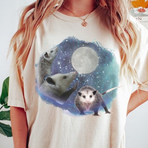Opossum Shirt,Possum Lover  Gift, Funny Opossum Moon T-shirt,Nervous Weird Possum Tee, Weirdcore Opossum Tshirt,Comfort Colors Possum Shirt